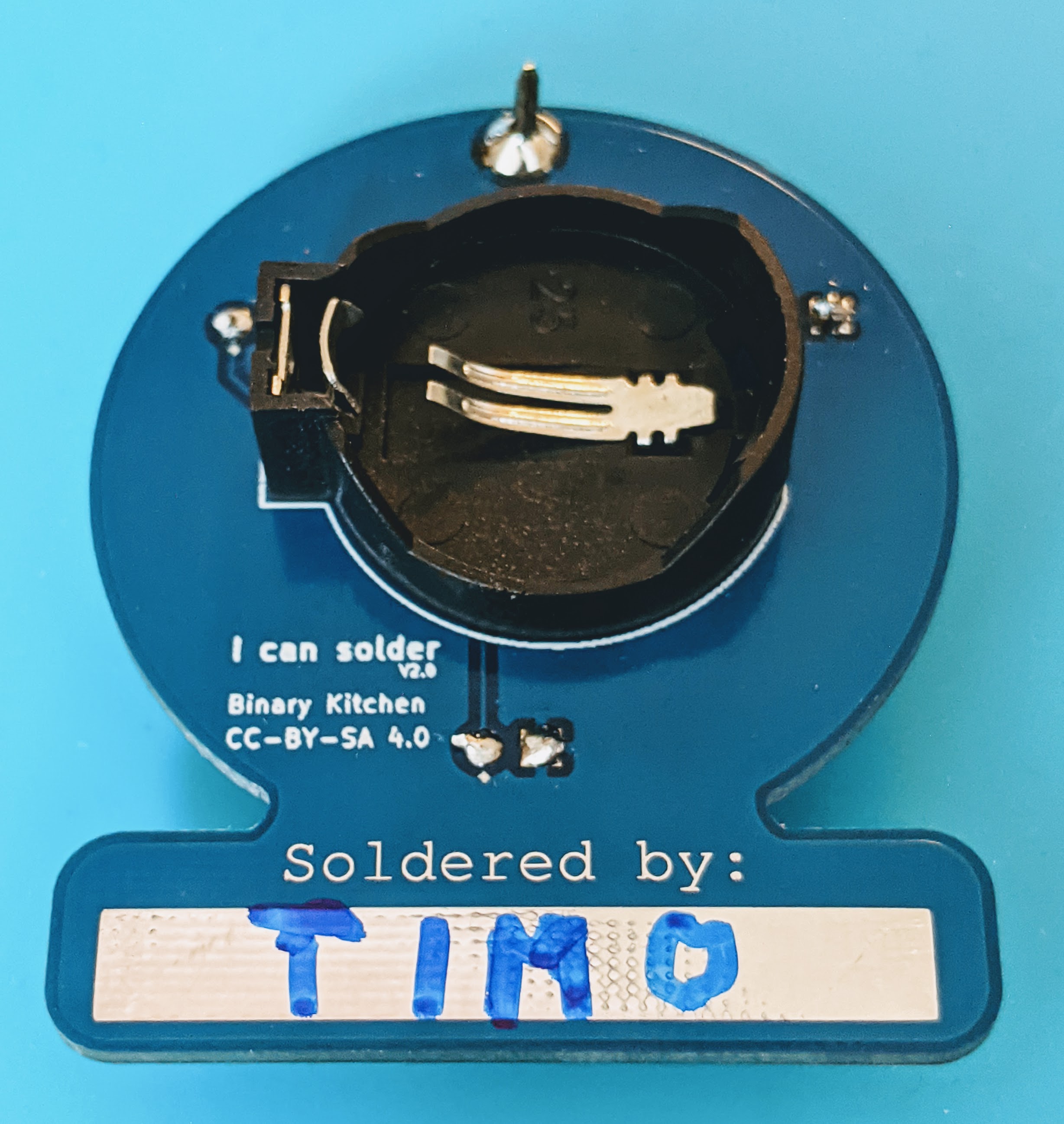 I can solder badge kit – rear view of the fully soldered board
