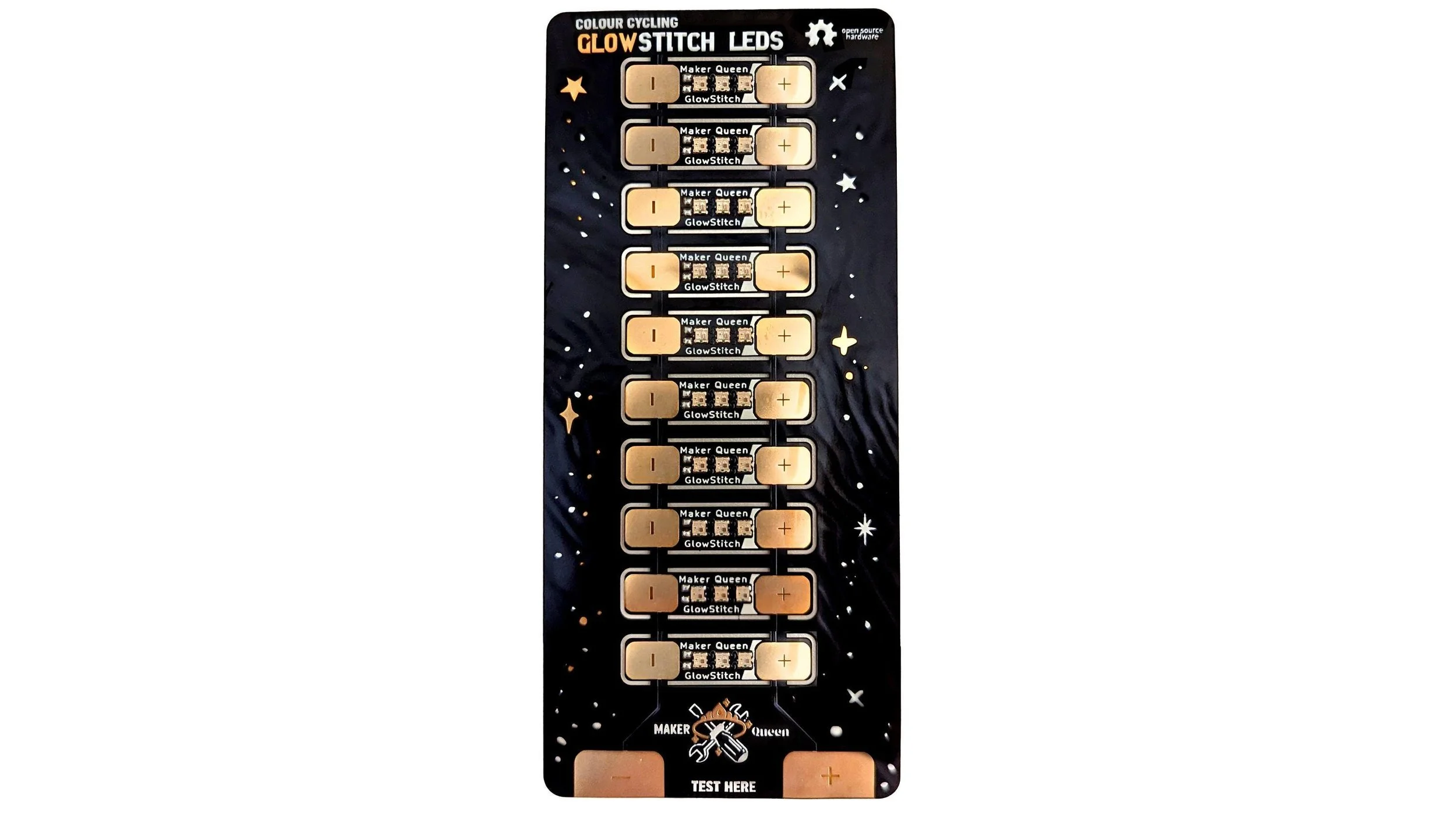 GlowStitch Makerqueen Colour Cycling LED Strips – Sewable LEDs for Creative DIY Projects