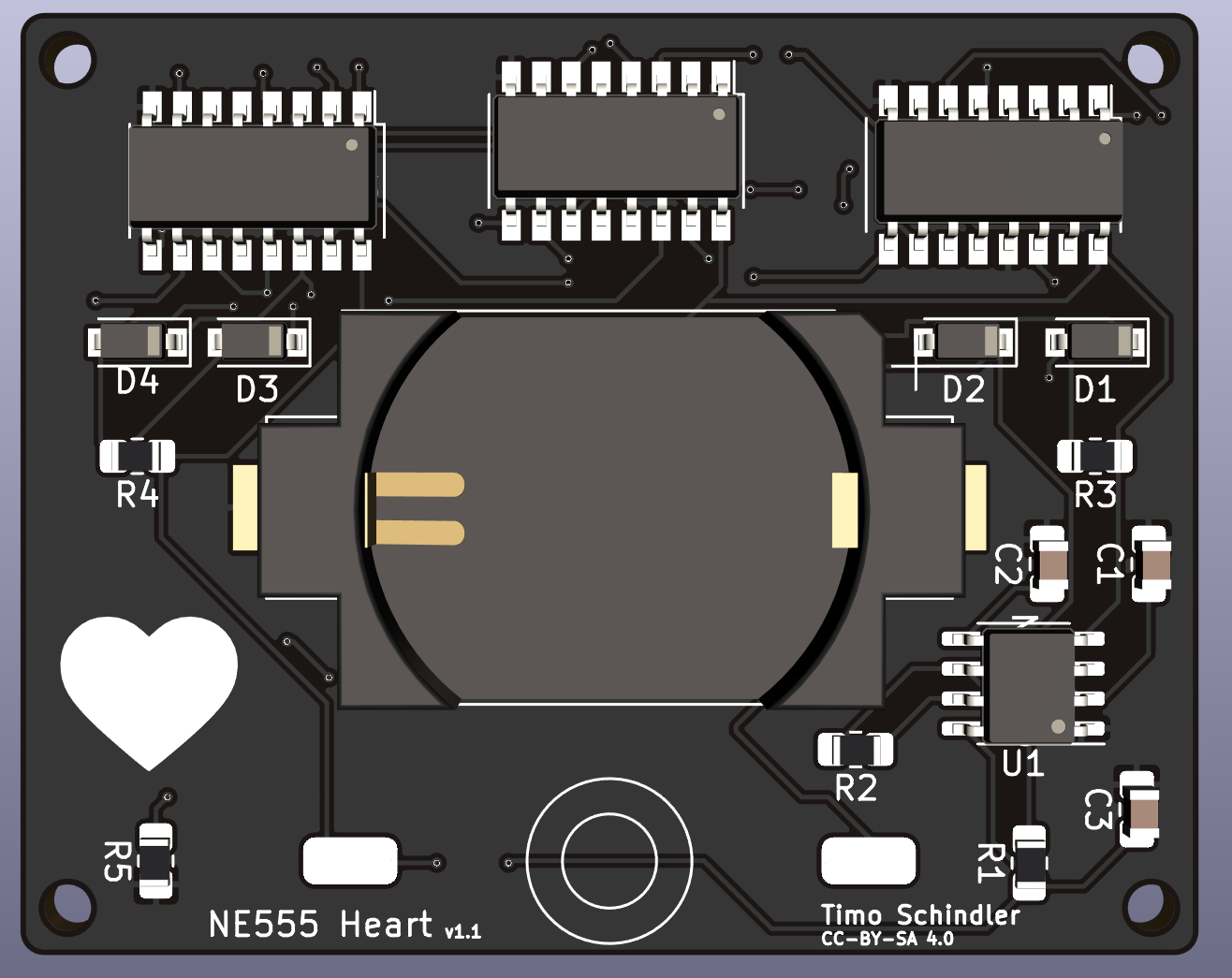 SMD LED heart with NE555 - SMD kit with heart