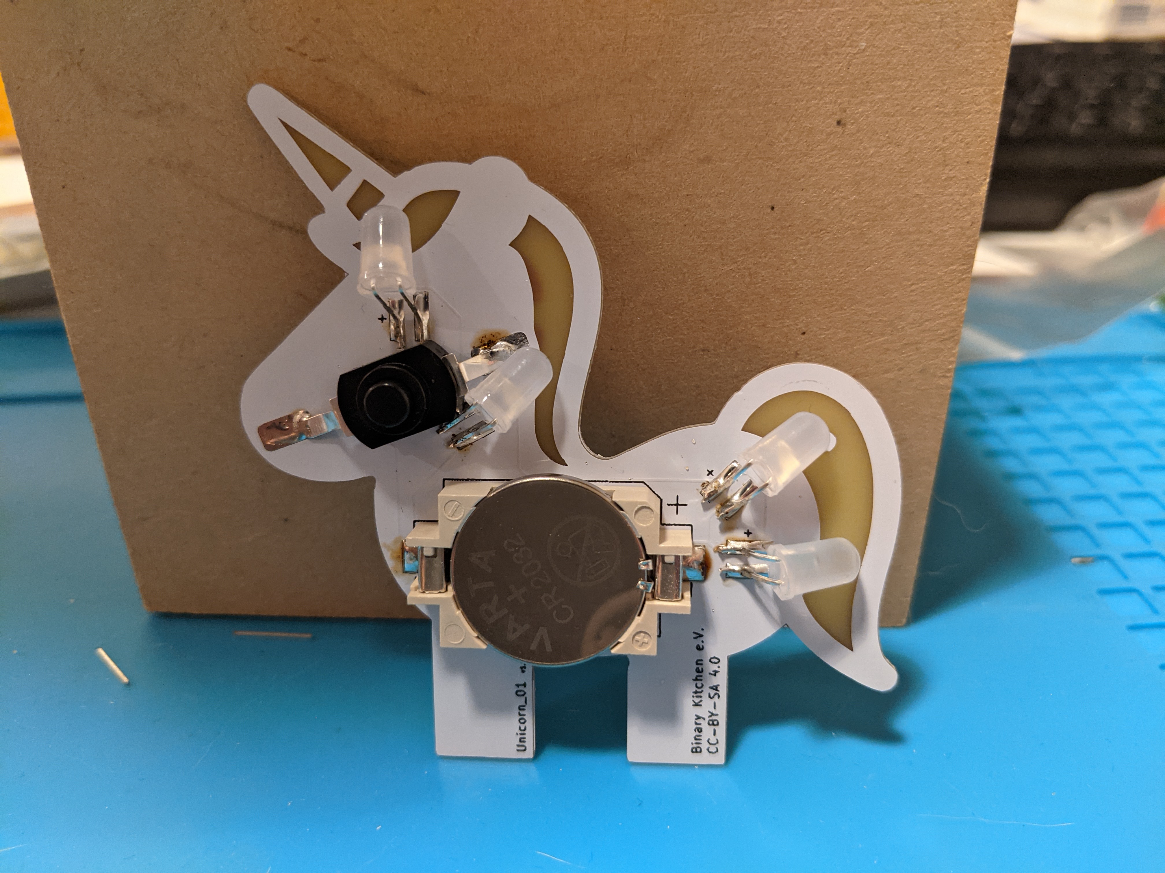 Unicorn kit – rear view of the fully soldered circuit board