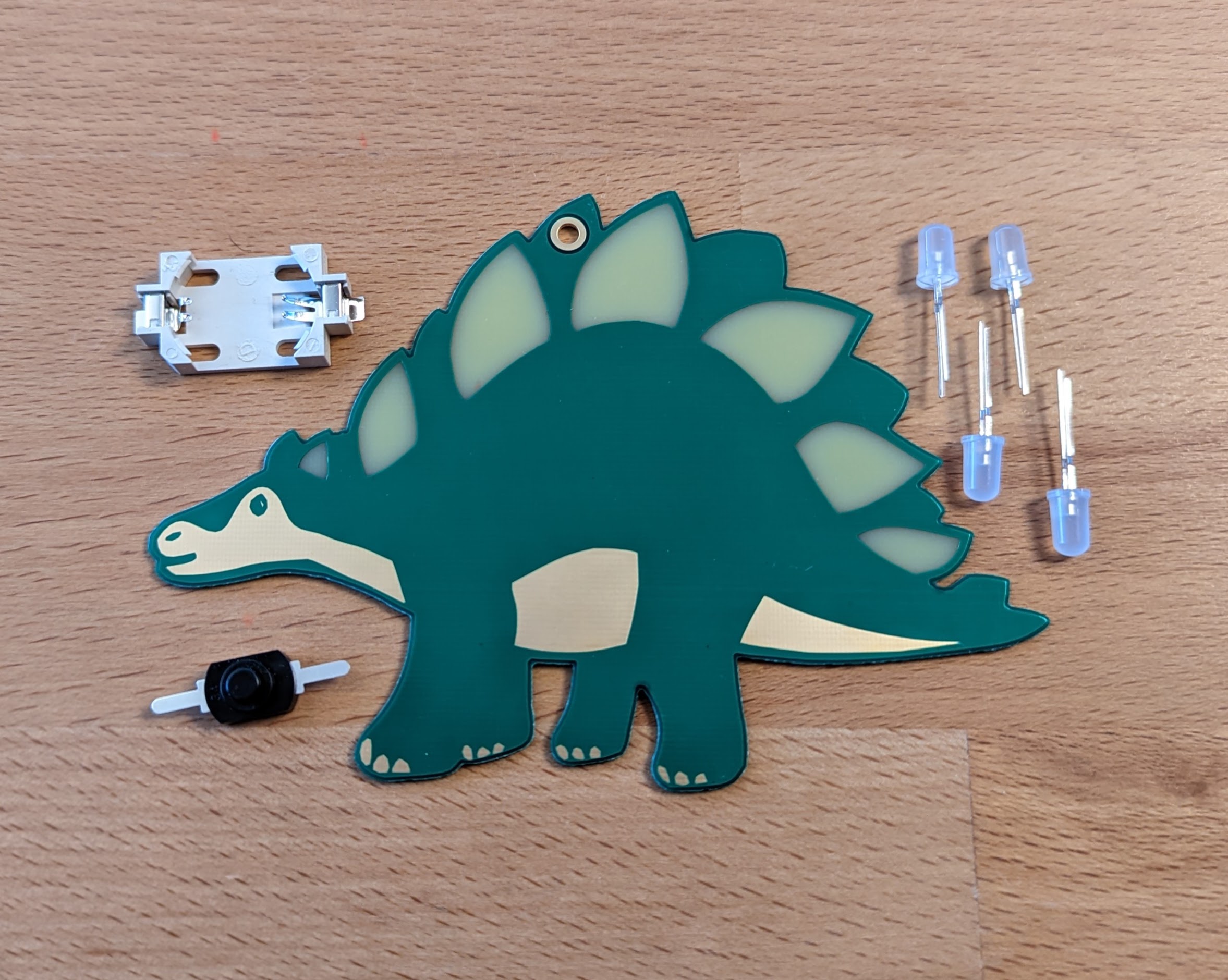 Dino - From a time long gone, this soldering kit glows in all the colours of the rainbow