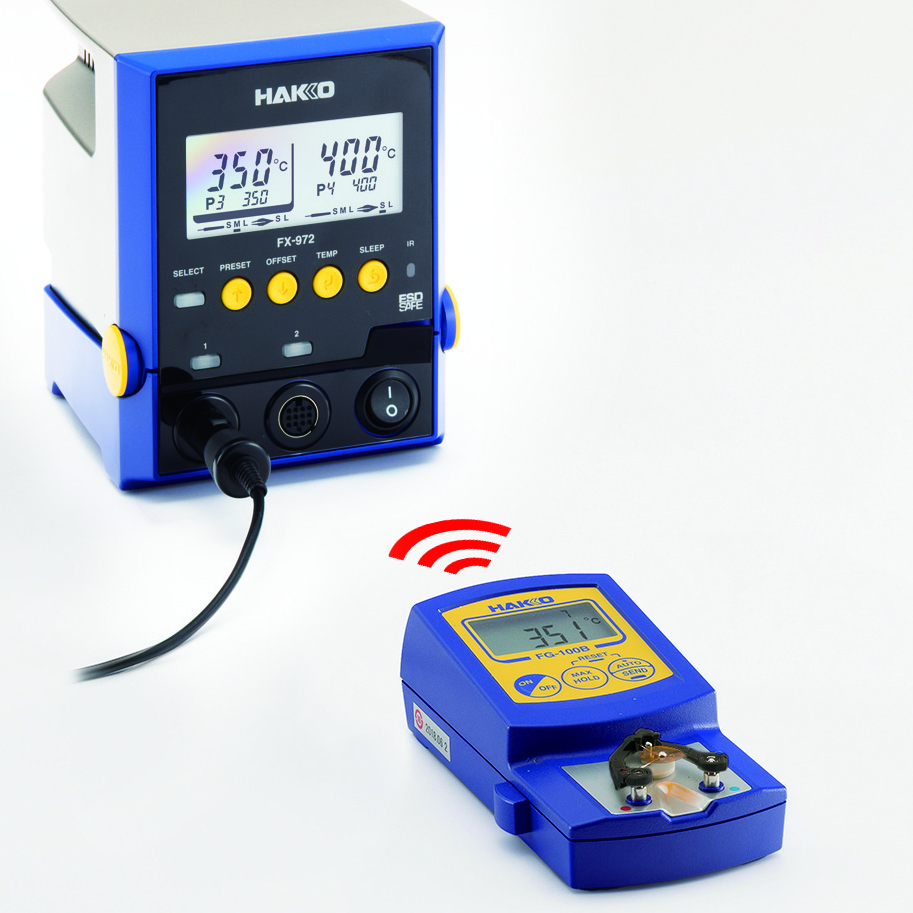 Complete setup of the Hakko FX-972 soldering station with temperature control