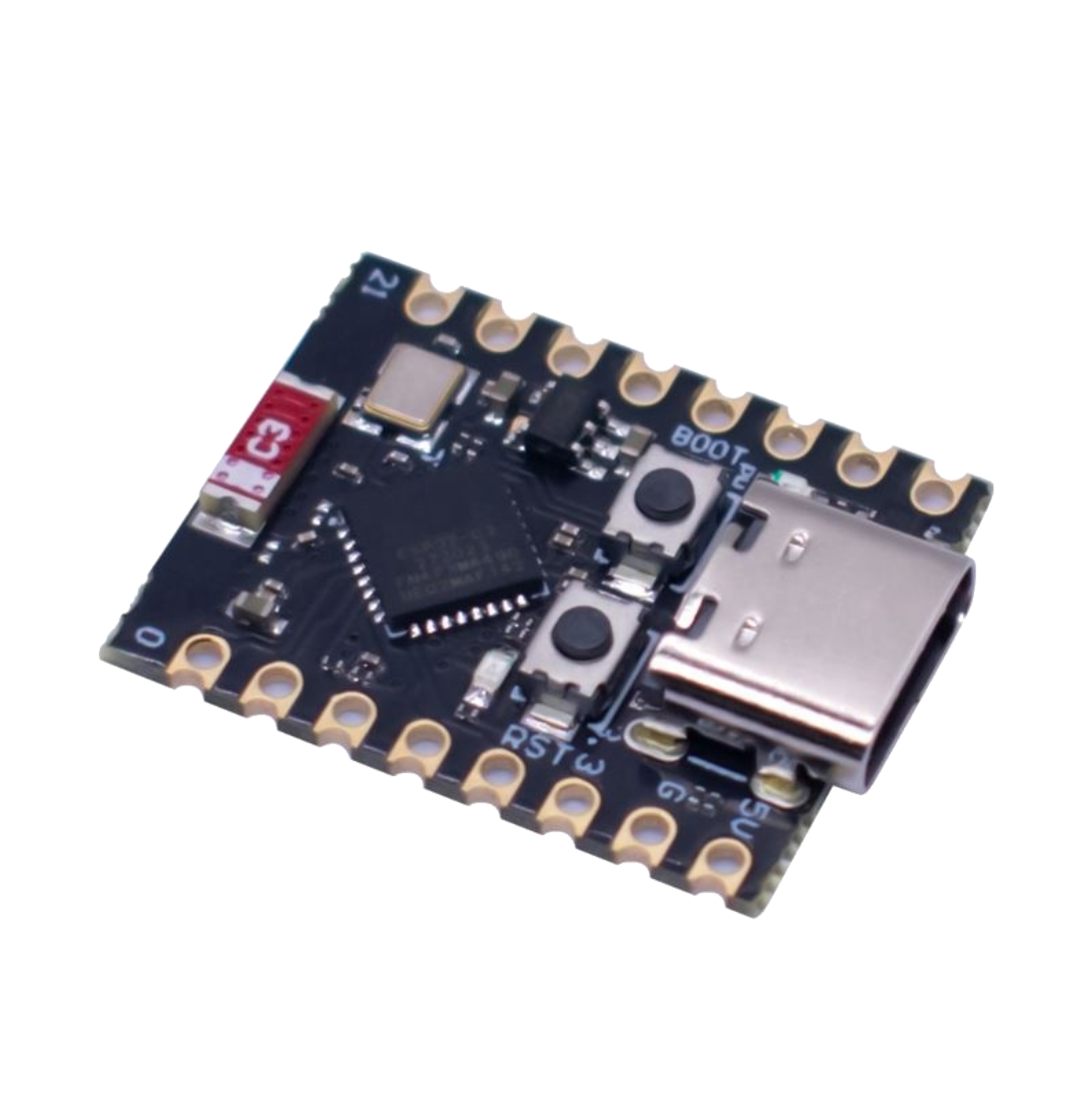 ESP32 C3 SuperMini Development Board Draufsicht ohne Pinleisten