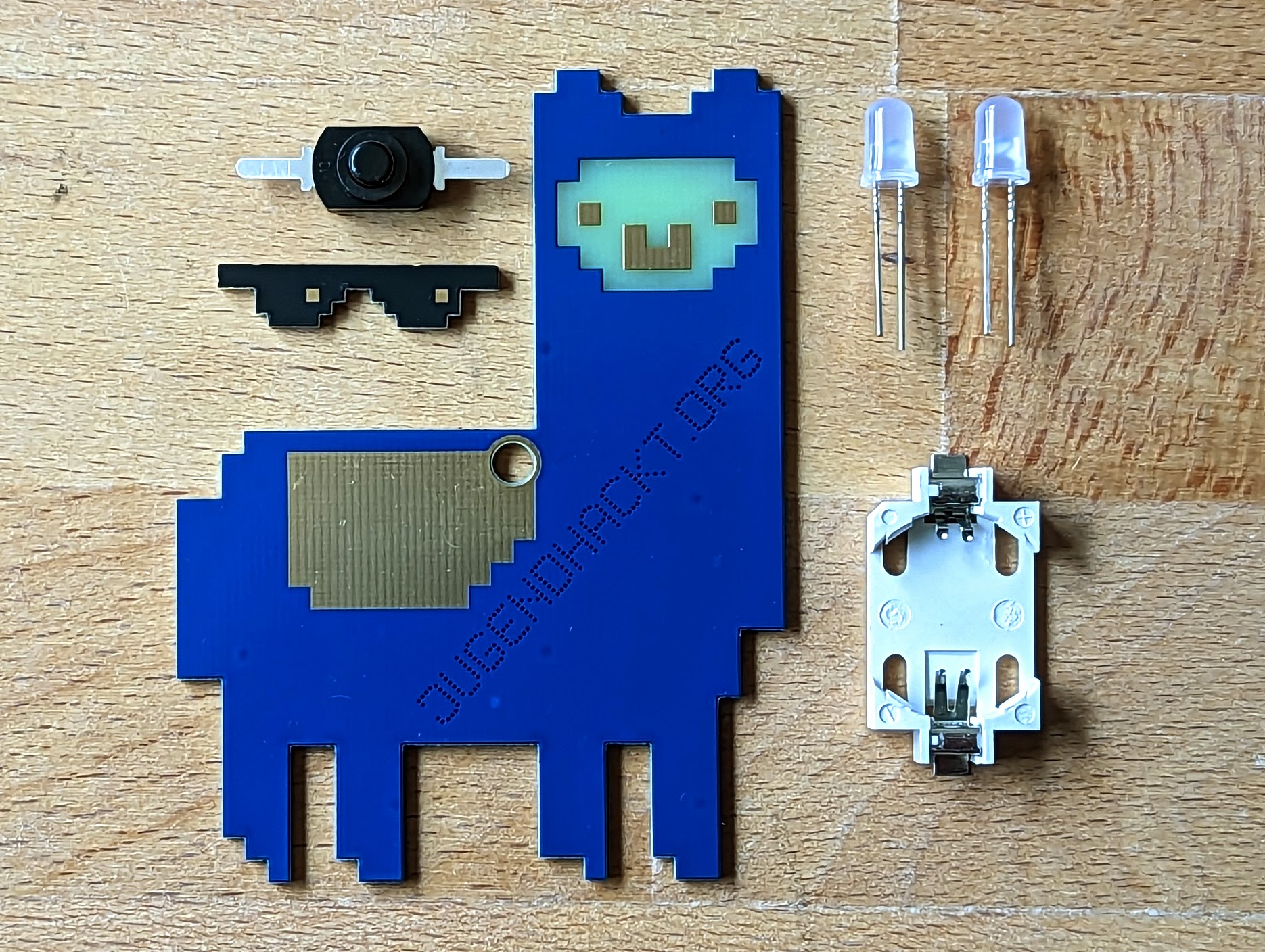 Al-Hacka-Alpaka kit – PCB with all components, front view