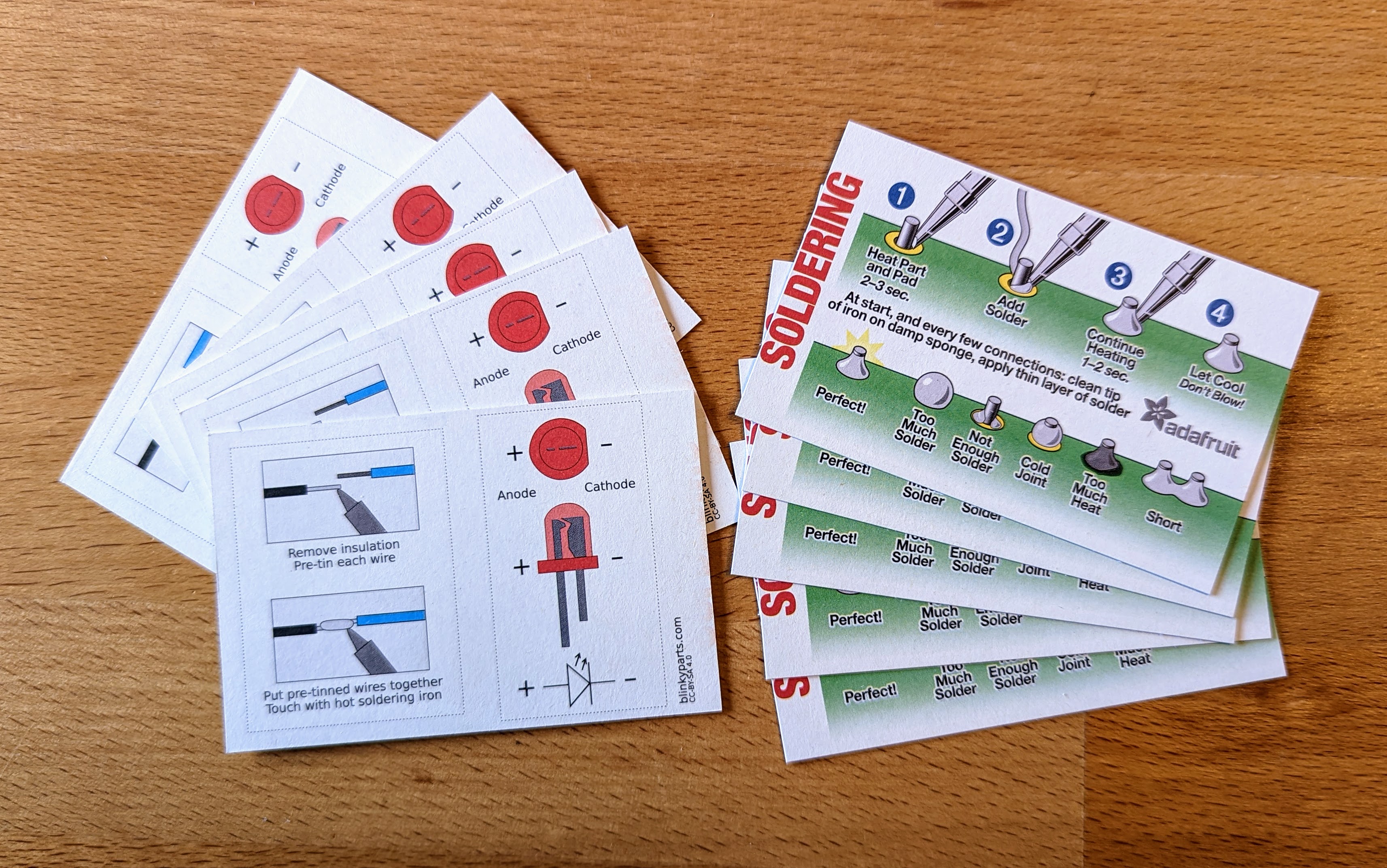 Miniature Instructions Pack: 10x THT Soldering Cheat Sheets