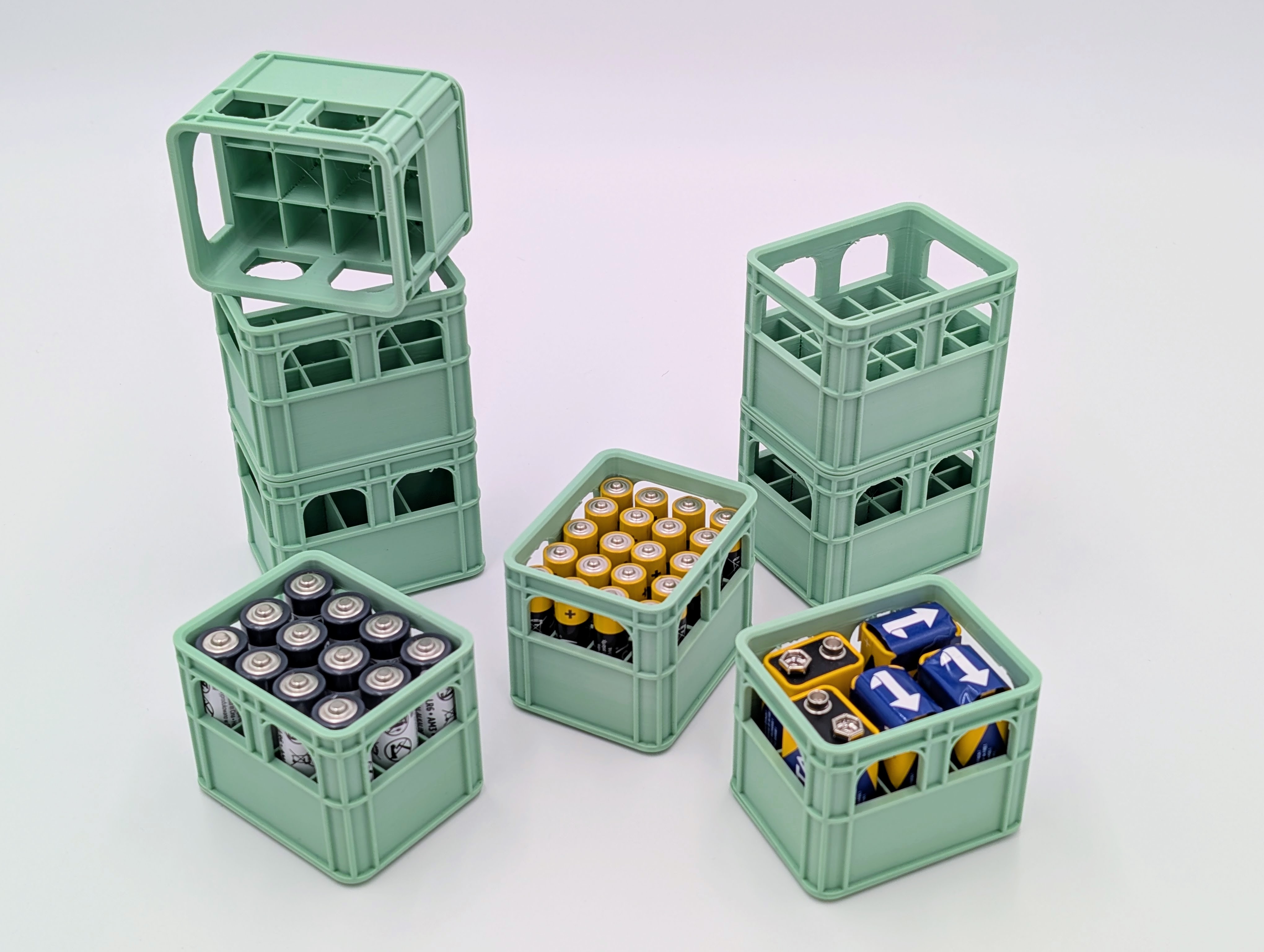 Beer Crate Battery Holder – Stackable Mini Beer Crate for Batteries (AA, AAA, 9V)