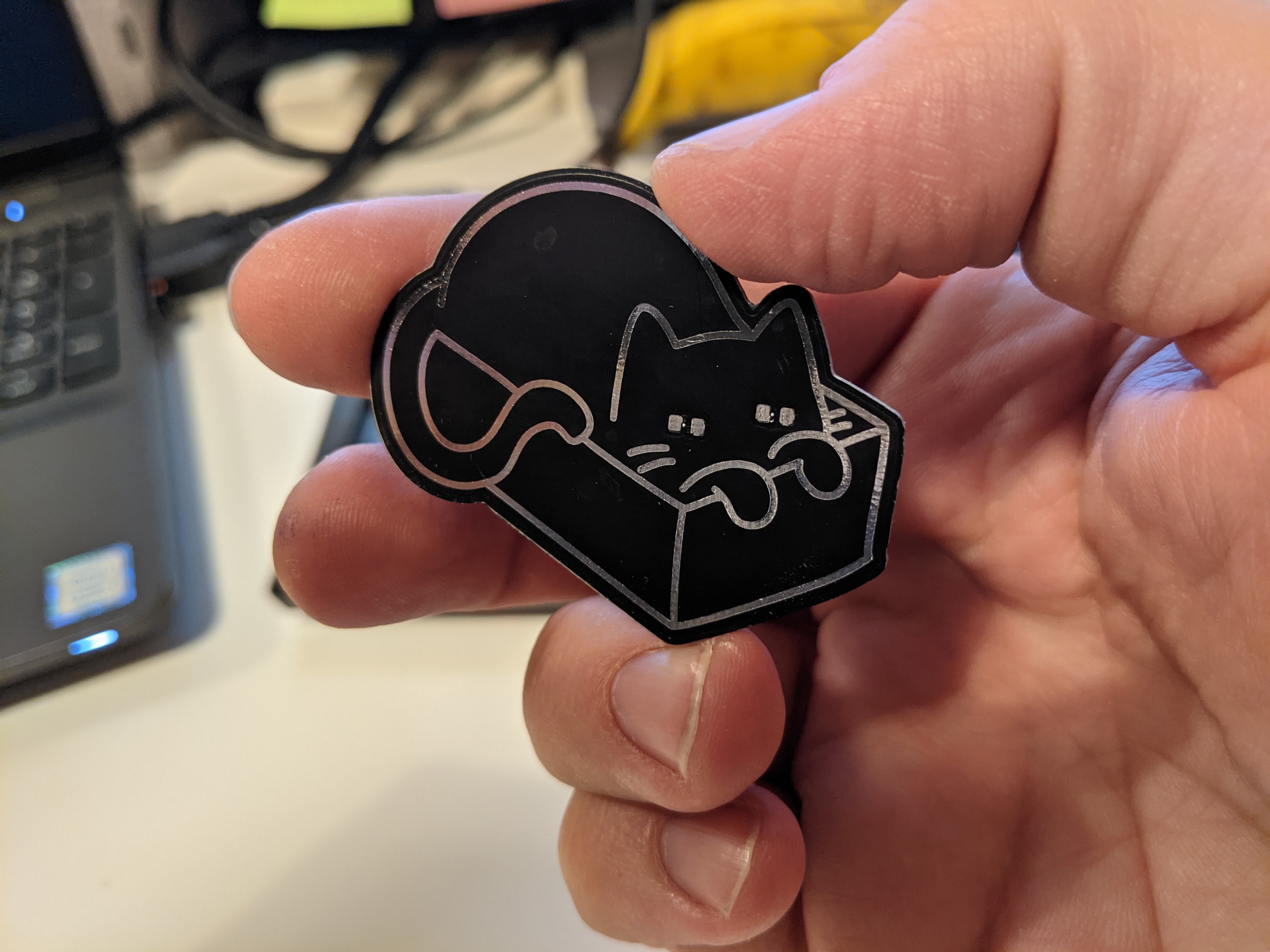 Cat in the Box – front view (lights off) Cat in the Box kit – front view with lights off